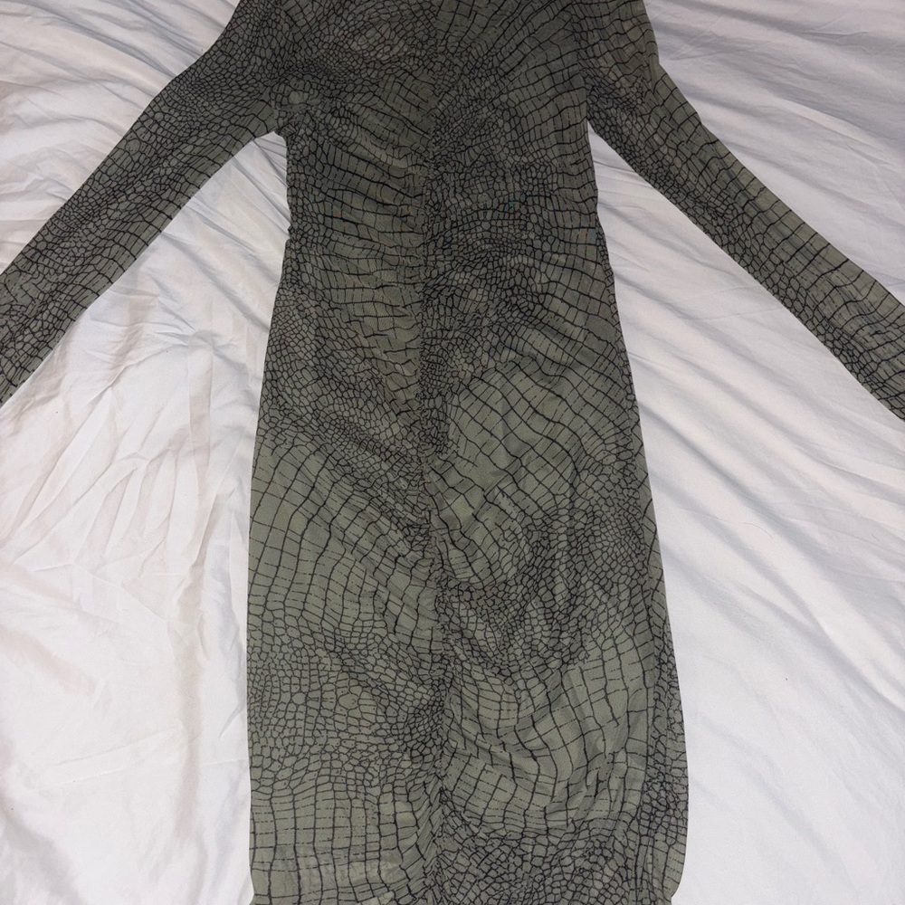 Guess Olive and Black Reptile Pattern Dress